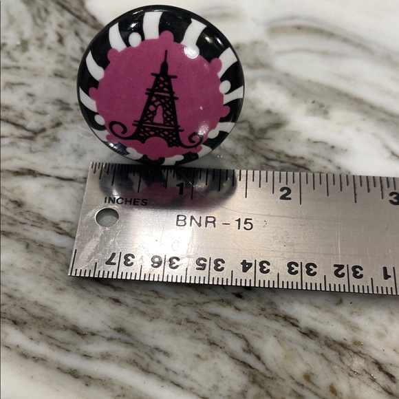 Pink and Black Eiffel Tower Ceramic Drawer Knobs/ Lot of 4 - Picture 7 of 8